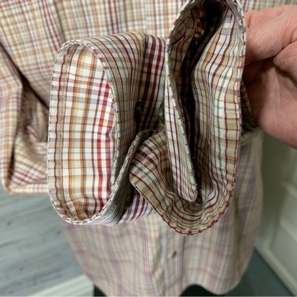 EDDIE Bauer Neutral Plaid Preppy Casual Button Down Shirt Brown Relaxed fit M/L - Picture 6 of 11